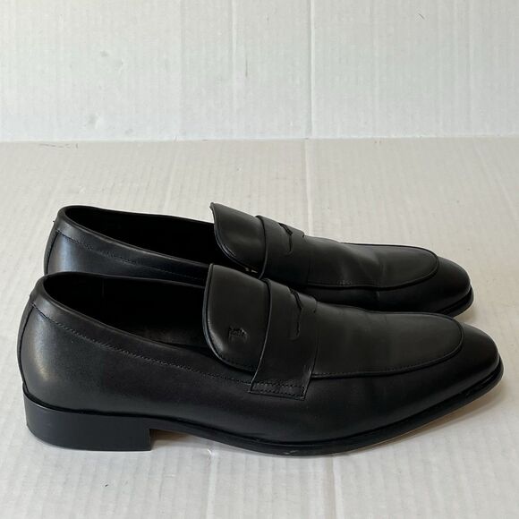 Tod\'s Men\'s Black Leather Stamped Logo Penny Loafers Slip On Shoes EU 43 US 10 main image 8